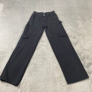 Playboy by PacSun Black Cargo Pants Womens‎ Size 24 Wide Leg Carpenter Denim Y2K
